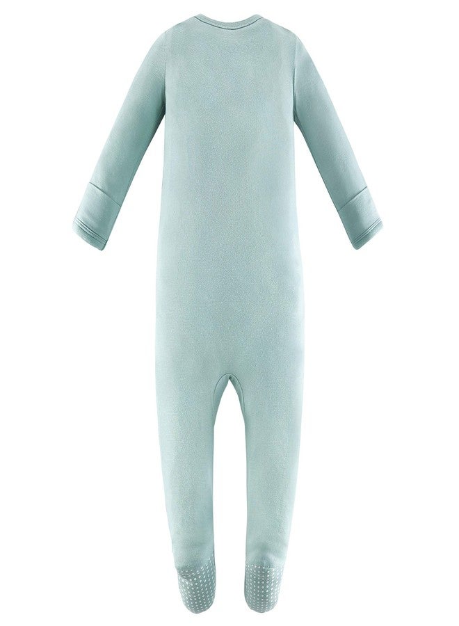 Owlivia Rayon Made from Bamboo Footie Pajamas, Baby Boy Girl Sleep 'N Play, Zip Front Footed Sleeper Pjs(3-6 Months, Apua) Aqua - Image 2