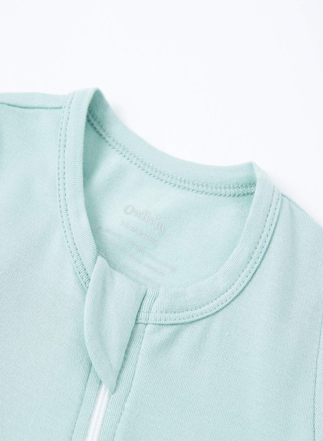Owlivia Rayon Made from Bamboo Footie Pajamas, Baby Boy Girl Sleep 'N Play, Zip Front Footed Sleeper Pjs(3-6 Months, Apua) Aqua - Image 3