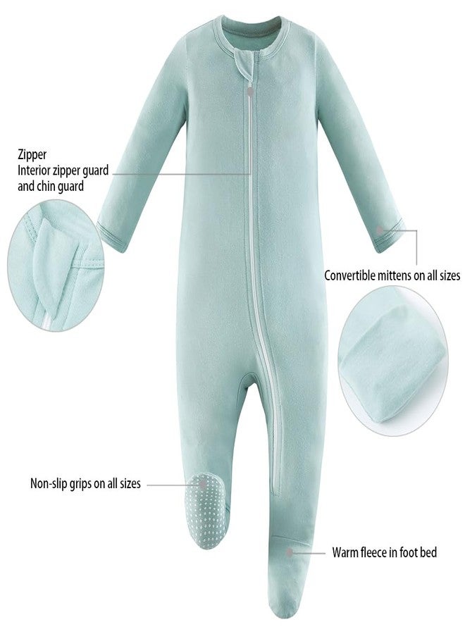 Owlivia Rayon Made from Bamboo Footie Pajamas, Baby Boy Girl Sleep 'N Play, Zip Front Footed Sleeper Pjs(3-6 Months, Apua) Aqua - Image 5