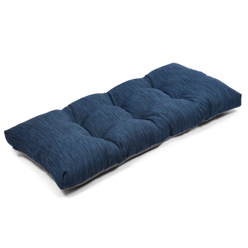baibu 36 Inch Classic Solid Color Bench Cushion with Ties, Super Soft Indoor Outdoor Rectangle Bench Seat Cushion Standard Size Foam Pad with Non-Slip Bottom - One Pad Only (Dark Blue, 36x15x3in) - Image 1