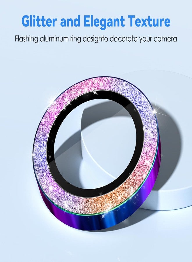 CloudValley for iPhone 16 Pro/iPhone 16 Pro Max Camera Lens Protector Bling, [Glitter Decoration] Ultra-HD Tempered Glass Cover, Metal Lens Screen Protective Ring Accessories,Glitter Color - Image 2
