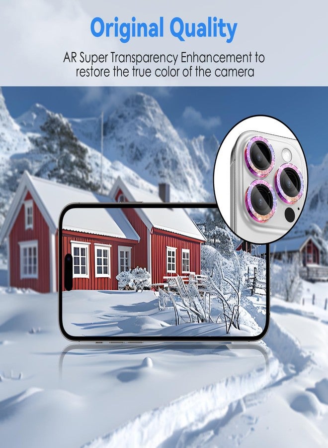 CloudValley for iPhone 16 Pro/iPhone 16 Pro Max Camera Lens Protector Bling, [Glitter Decoration] Ultra-HD Tempered Glass Cover, Metal Lens Screen Protective Ring Accessories,Glitter Color - Image 3