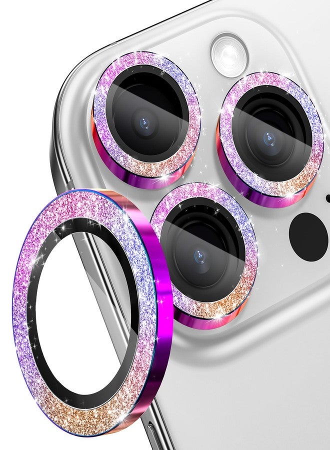 CloudValley for iPhone 16 Pro/iPhone 16 Pro Max Camera Lens Protector Bling, [Glitter Decoration] Ultra-HD Tempered Glass Cover, Metal Lens Screen Protective Ring Accessories,Glitter Color - Image 1