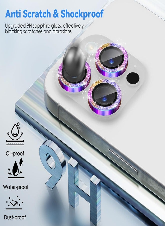 CloudValley for iPhone 16 Pro/iPhone 16 Pro Max Camera Lens Protector Bling, [Glitter Decoration] Ultra-HD Tempered Glass Cover, Metal Lens Screen Protective Ring Accessories,Glitter Color - Image 4
