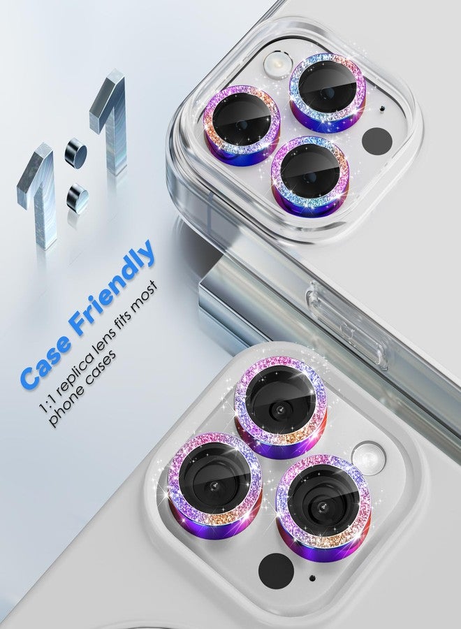 CloudValley for iPhone 16 Pro/iPhone 16 Pro Max Camera Lens Protector Bling, [Glitter Decoration] Ultra-HD Tempered Glass Cover, Metal Lens Screen Protective Ring Accessories,Glitter Color - Image 5