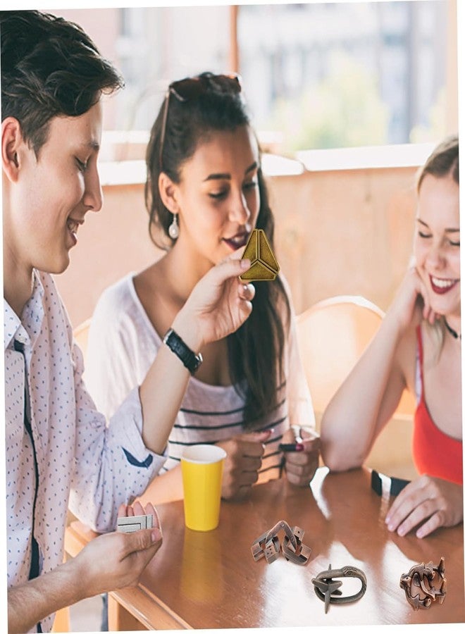 VALUEVIBES Brain Teaser Metal Puzzle Set - 3D Interlocking Metal Cast Mind Games for Adults & Kids (6 Piece Set (A)) - Image 2