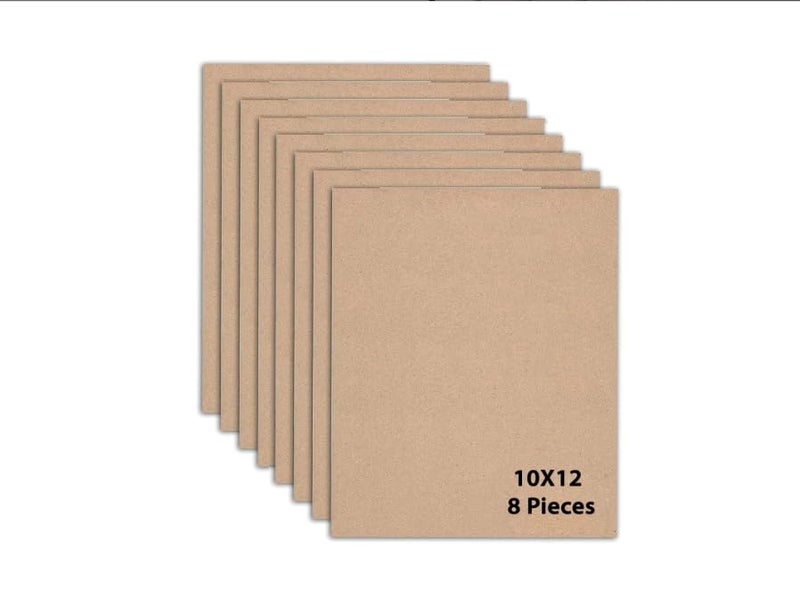 Generic ALCS Rectangular MDF Raw Wood Boards for Art and Craft 10 12 Inch 33 Mm Unfinished Raw MDF Cutouts for Art and CraftResin Art Mandala Art Lippan ArtPyrography Painting Set of 8  - Image 1