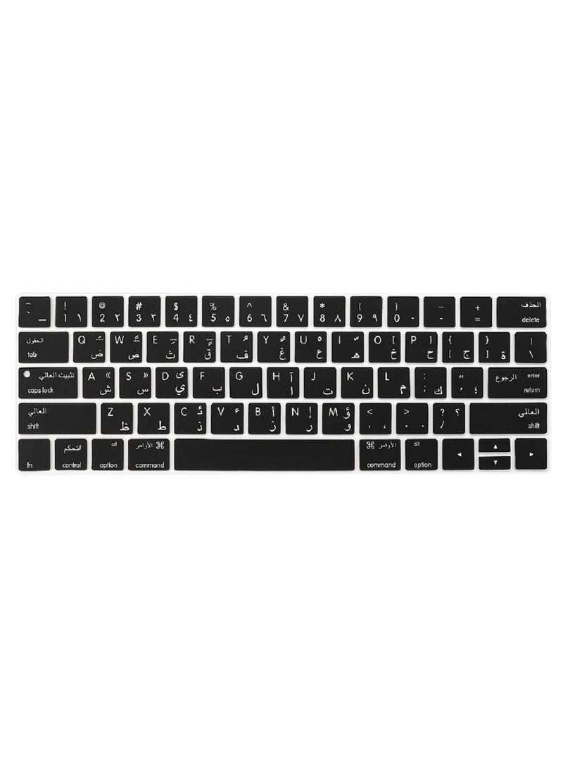 أمم US Layout Arabic English Keyboard Cover Compatible for MacBook Pro 13 and 15-inch with Touch Bar Model A2159 A1989 A1990 A1706 A1707 Release 2019 2018 2017 2016 Black - Image 1