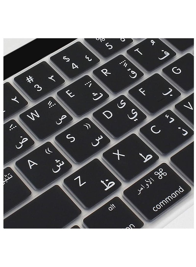 أمم US Layout Arabic English Keyboard Cover Compatible for MacBook Pro 13 and 15-inch with Touch Bar Model A2159 A1989 A1990 A1706 A1707 Release 2019 2018 2017 2016 Black - Image 5