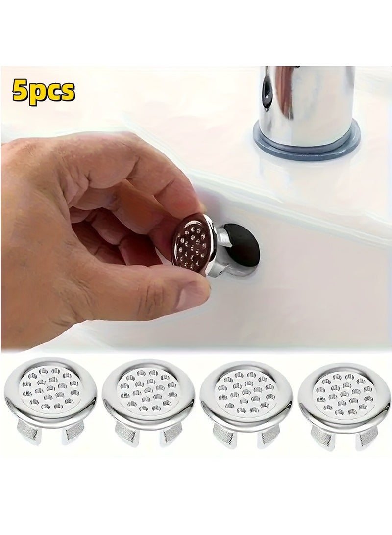 5 Pack Bathroom Basin Sink Round Hole Decorative Chrome Overflow Cover Ring Hole Insert Cover Hollow Ring for Hole Diameter Replacement Ceramic Basin for Home, Sink, Bathroom, Kitchen  - Image 1