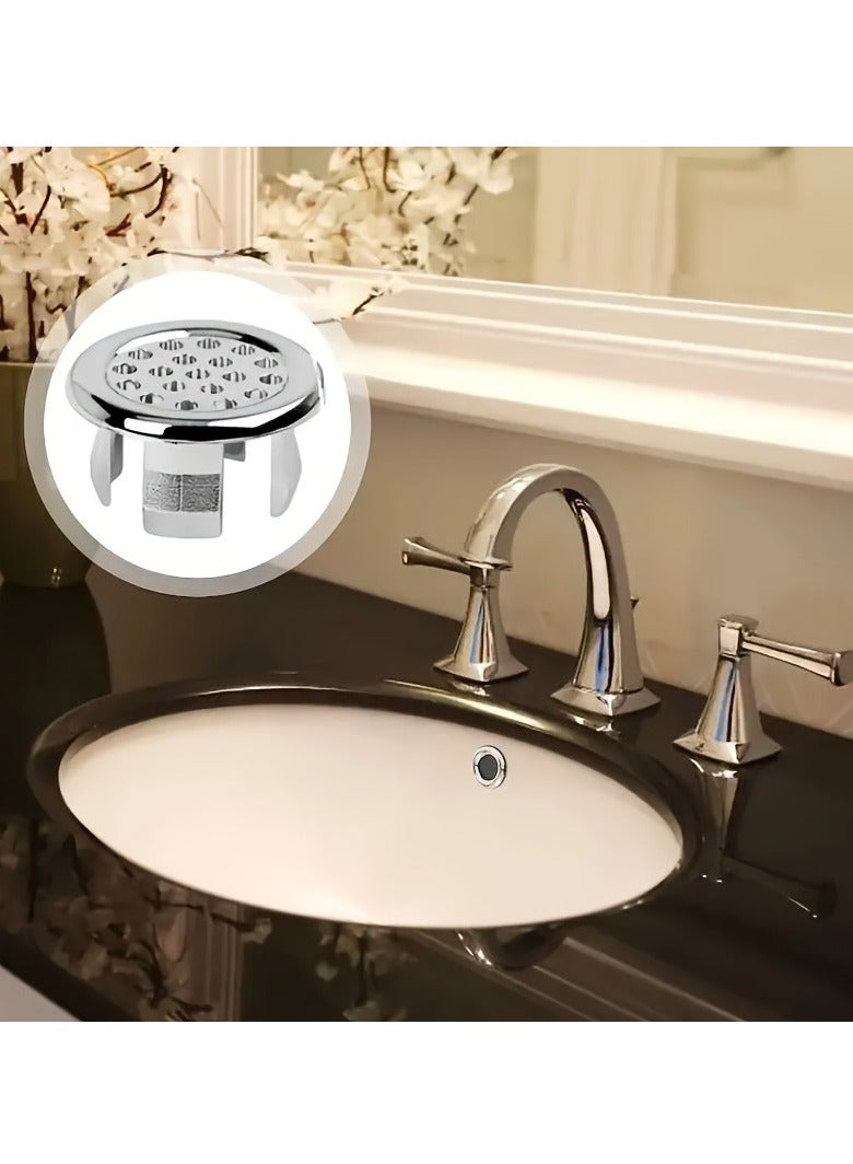 5 Pack Bathroom Basin Sink Round Hole Decorative Chrome Overflow Cover Ring Hole Insert Cover Hollow Ring for Hole Diameter Replacement Ceramic Basin for Home, Sink, Bathroom, Kitchen  - Image 2