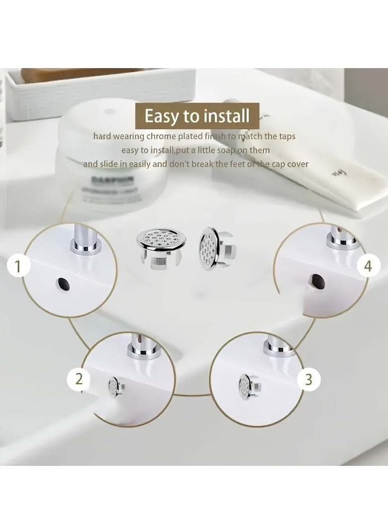 سيسلي حلقات غطاء فتحة فائض الحوض مطلية بالكروم 5 قطع زينة بديلة لفتحة حوض الحمام والمطبخ من ABS مناسبة للأحواض الخزفية - Image 4