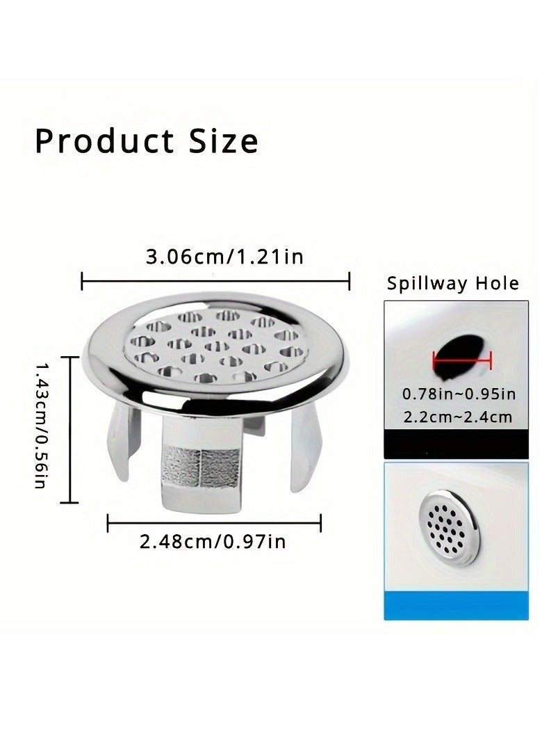 سيسلي حلقات غطاء فتحة فائض الحوض مطلية بالكروم 5 قطع زينة بديلة لفتحة حوض الحمام والمطبخ من ABS مناسبة للأحواض الخزفية - Image 3