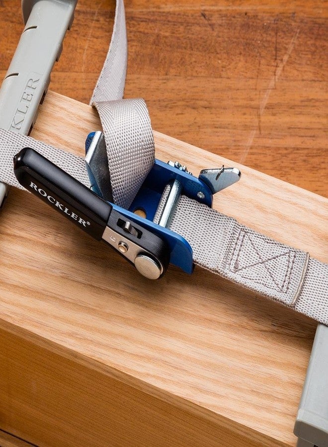 Rockler Band Clamps Woodworking - Longer, Durable 1”x15” Quick Grip Clamps & Permanently Attached Ratchet Handle - Non-Stretch Band Strap Clamp w/Herringbone Weave for Oddly Shaped Objects - Image 4