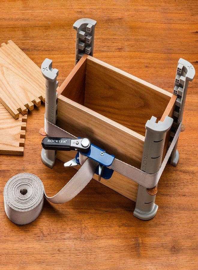 Rockler Band Clamps Woodworking - Longer, Durable 1”x15” Quick Grip Clamps & Permanently Attached Ratchet Handle - Non-Stretch Band Strap Clamp w/Herringbone Weave for Oddly Shaped Objects - Image 3