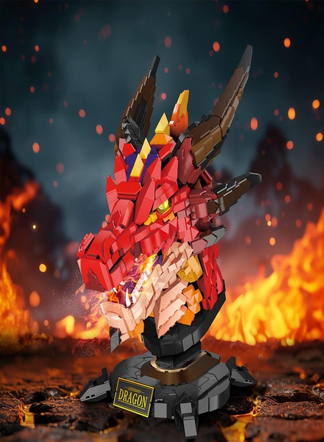Brihappen Dragon Model Building Blocks Set for Adults Boys Girls 14+ (2713 Pieces) - Cool Animals Fire Dragon Head Building Toy Home Office Collection, Gifts for Building Blocks Lover - Image 4