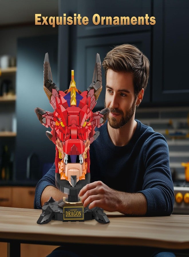 Brihappen Dragon Model Building Blocks Set for Adults Boys Girls 14+ (2713 Pieces) - Cool Animals Fire Dragon Head Building Toy Home Office Collection, Gifts for Building Blocks Lover - Image 5