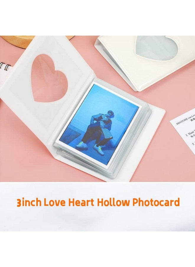 BetterJonny 2 Pcs Love Heart Photocard Holder Book Betterjonny 3 Inch Mini Photo Album Heart Hollow Card Binder Pendant 32 Pockets Kpop Photocard Binder For Star Chasing Photo Collection (White Black) - Image 2