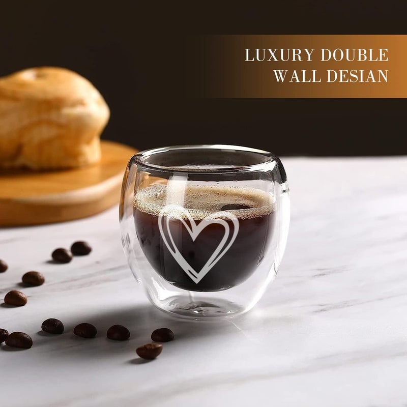 Gute 27 OZ Espresso Cups Set of 4Double Walled Glass Espresso CupsItalian Style Clear Doppio Cups for Espresso LoversEspresso Accessories Small Double Wall Expresso Coffee Cup - Image 5