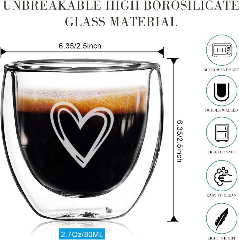 Gute 27 OZ Espresso Cups Set of 4Double Walled Glass Espresso CupsItalian Style Clear Doppio Cups for Espresso LoversEspresso Accessories Small Double Wall Expresso Coffee Cup - Image 3