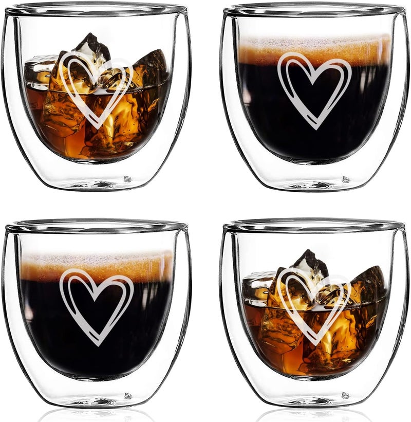 Gute 27 OZ Espresso Cups Set of 4Double Walled Glass Espresso CupsItalian Style Clear Doppio Cups for Espresso LoversEspresso Accessories Small Double Wall Expresso Coffee Cup - Image 1