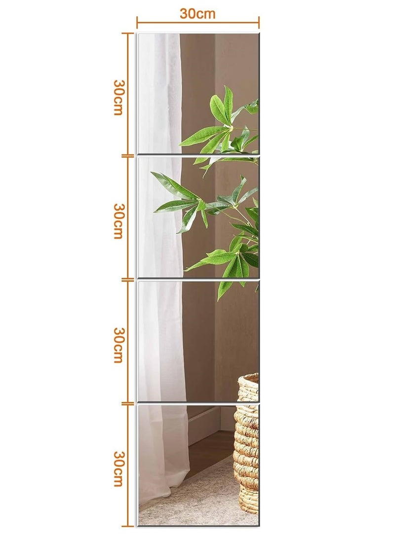 TPGP Adhesive Mirror Tiles, Self-Adhesive Mirror Wall Sticking Mirror Wall Mirror for Sticking, Door Mirror, Wall Mirror, Acrylic 30 x 30 cm, DIY for Cupboard, Door, Bedroom, Living Room, Hallway  - Image 4
