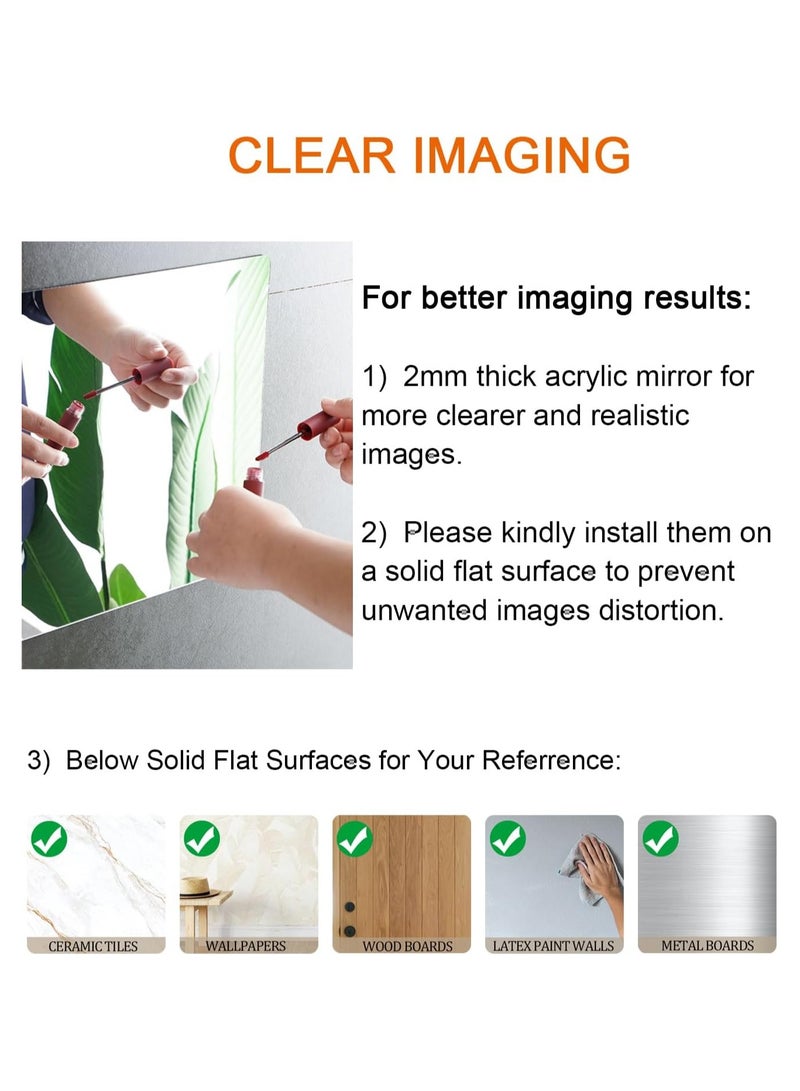 TPGP Adhesive Mirror Tiles, Self-Adhesive Mirror Wall Sticking Mirror Wall Mirror for Sticking, Door Mirror, Wall Mirror, Acrylic 30 x 30 cm, DIY for Cupboard, Door, Bedroom, Living Room, Hallway  - Image 5