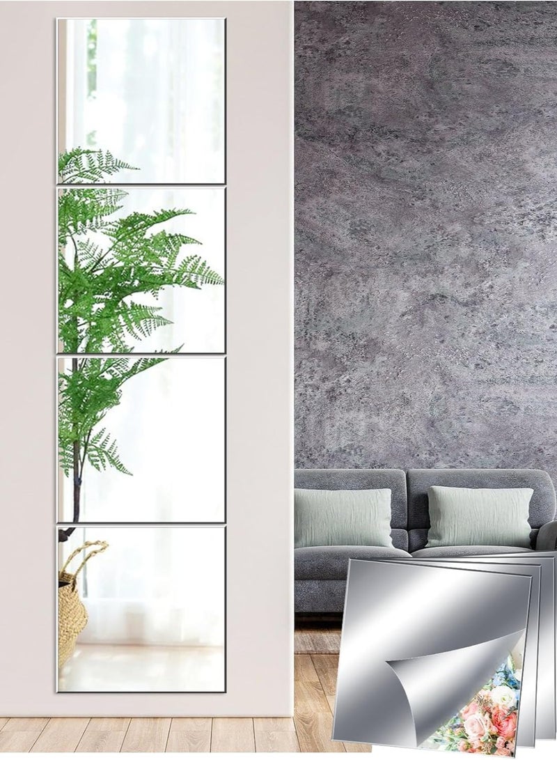TPGP Adhesive Mirror Tiles, Self-Adhesive Mirror Wall Sticking Mirror Wall Mirror for Sticking, Door Mirror, Wall Mirror, Acrylic 30 x 30 cm, DIY for Cupboard, Door, Bedroom, Living Room, Hallway  - Image 1