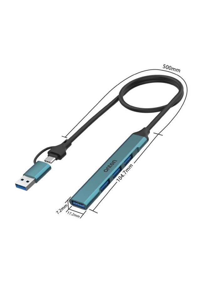 onten 4 in 2 USB-C & USB 3.0 4-Port HUB (OTN-UCA9701)  - Image 4