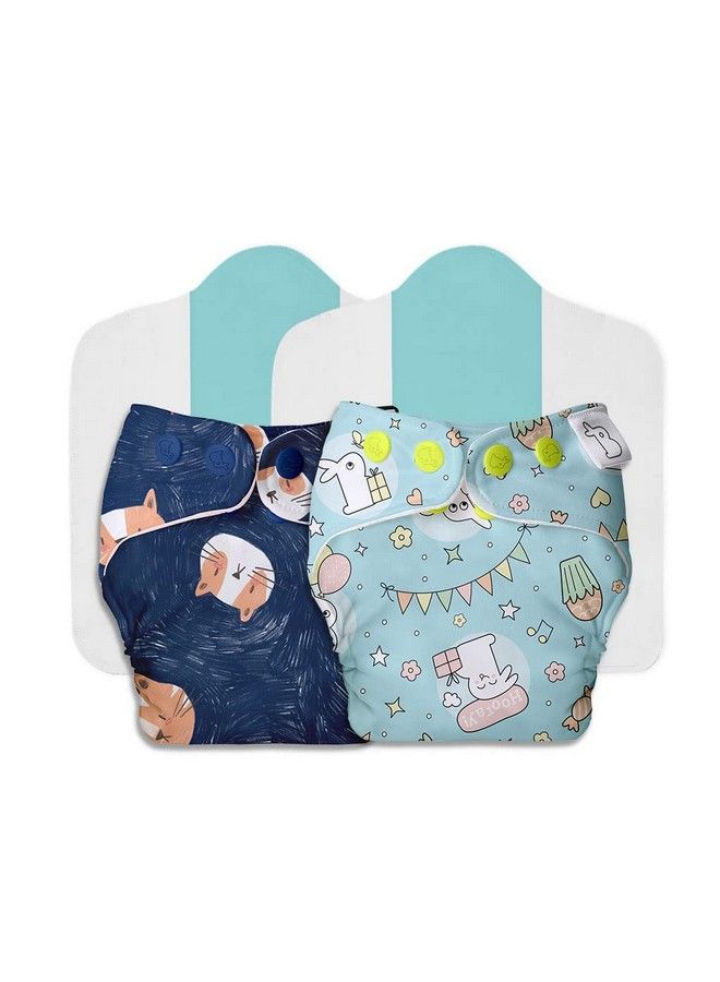 Superbottoms Cloth Diapers For Babies Cloth Diaper Combo Pack Of 2 Freesize Unonew Version; Reusable Cloth Diapers For Babies 0 To 3 Years ; With 2 Organic Cotton Inserts;Pads - Image 2