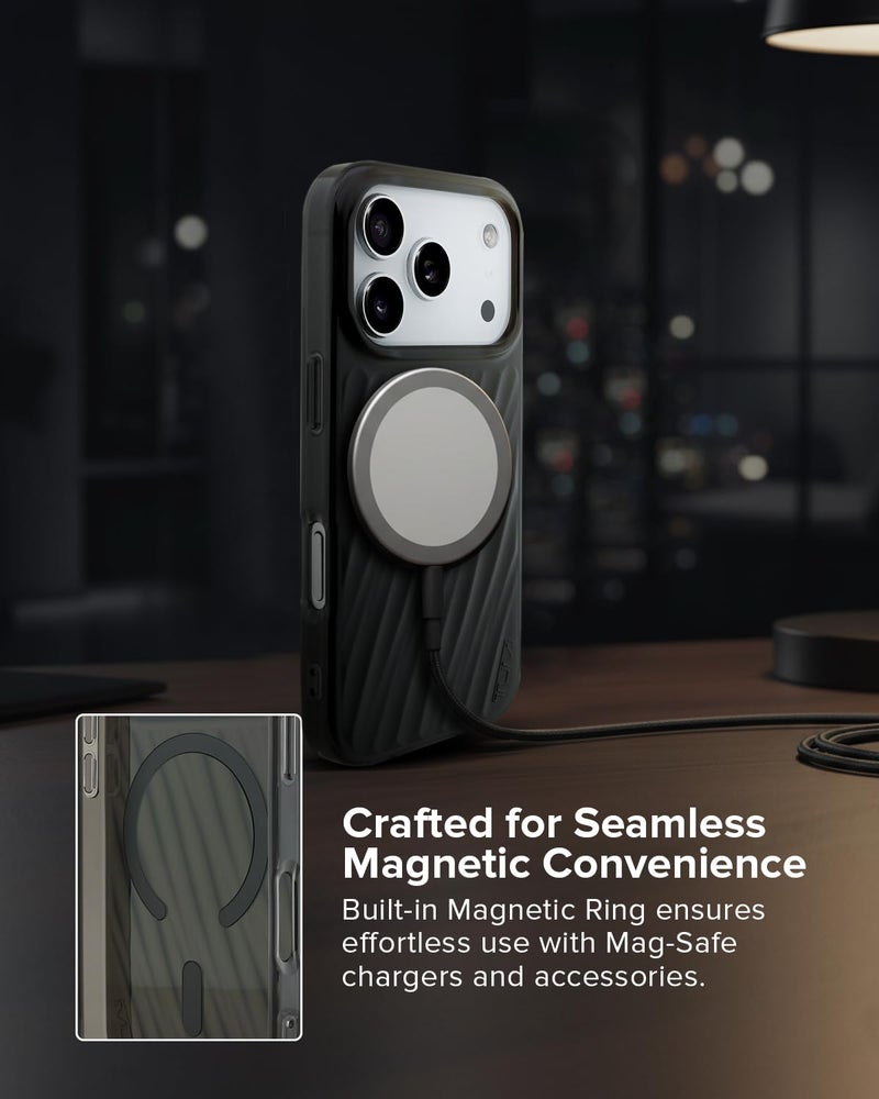 CG MOBILE CG موبايل تومي [مرخص رسميًا]، جراب/غطاء واقي مصمم لهاتف iPhone 17 Pro Max | متوافق مع Mag-Safe | جراب شفاف من Pc/TPU بزاوية 19 درجة - أسود مطفي - Image 4