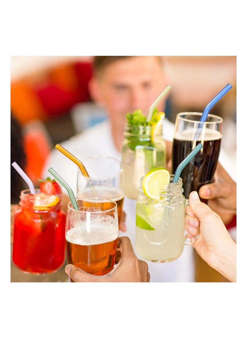إزدنك 4 قطع من ماصات الشرب الزجاجية القابلة لإعادة الاستخدام، ماصات شرب صديقة للبيئة للعصائر، ميلك شيك، شاي، عصير، ألوان متعددة مختلطة (4 قطع منحنية) - Image 5