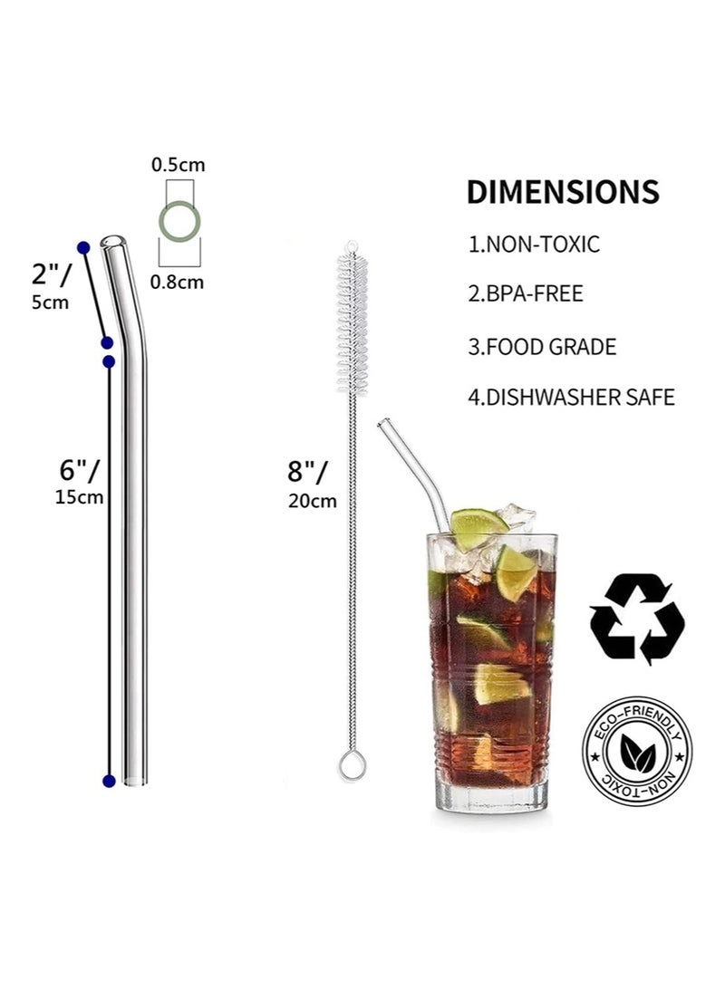 إزدنك 4 قطع من ماصات الشرب الزجاجية القابلة لإعادة الاستخدام، ماصات شرب صديقة للبيئة للعصائر، ميلك شيك، شاي، عصير، ألوان متعددة مختلطة (4 قطع منحنية) - Image 2