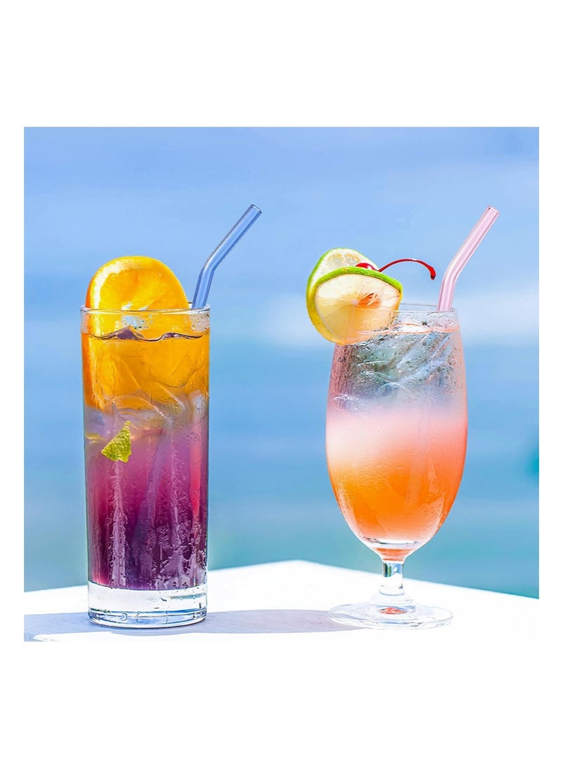 إزدنك 4 قطع من ماصات الشرب الزجاجية القابلة لإعادة الاستخدام، ماصات شرب صديقة للبيئة للعصائر، ميلك شيك، شاي، عصير، ألوان متعددة مختلطة (4 قطع منحنية) - Image 4