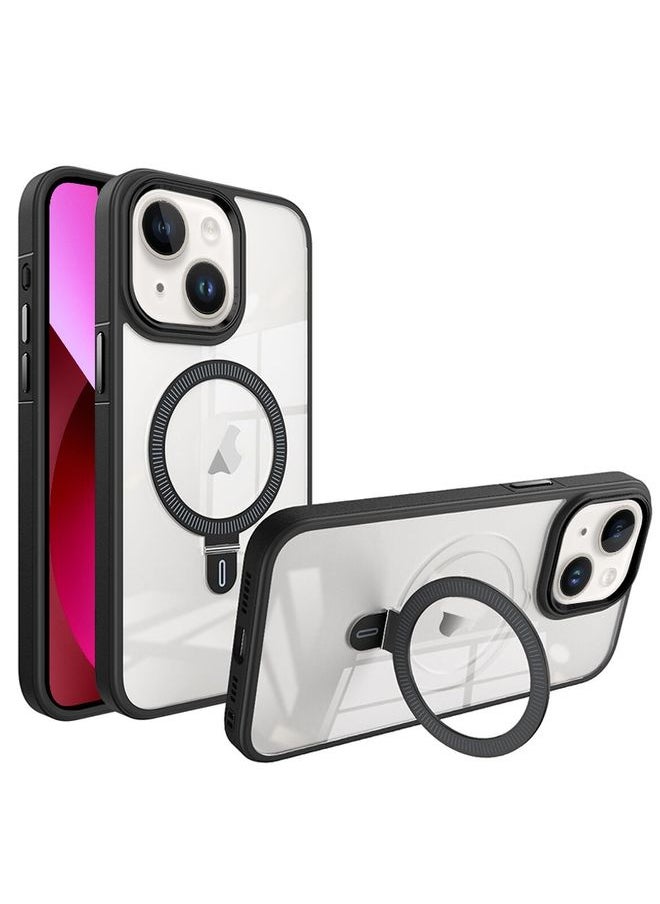 HuHa Case Cover For iPhone 13 Shield Armor MagSafe Holder Phone Case Black 