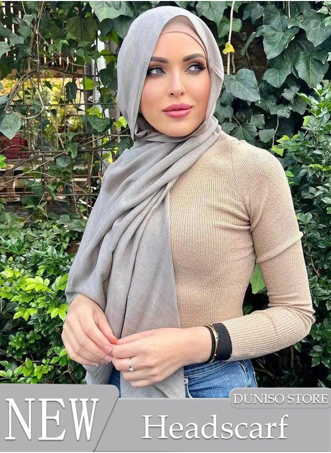 DUNISO - Hijab for Women Muslim Cotton Hijab Fashion Hijab Scarf, Elegant Modest Muslim Islamic Ramadan Soft Lightweight Jersey Hijab Long Scarf - Image 1