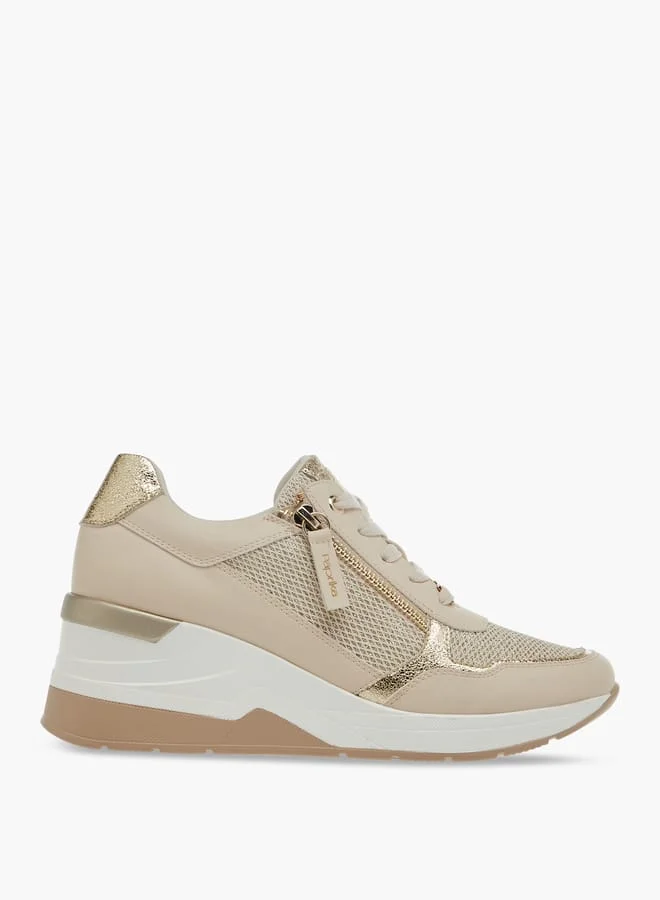 Paprika Women's Panelled Ankle Sneakers with Lace-Up Closure