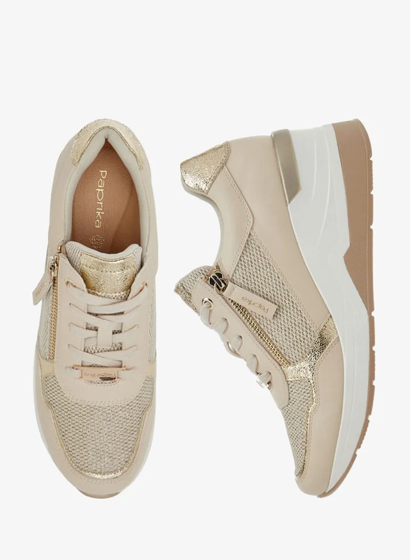 Paprika Women's Panelled Ankle Sneakers with Lace-Up Closure Ramadan Collection