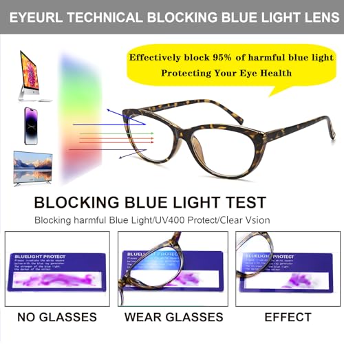 EYEURL 4 Pack Cat Eye Reading Glasses for Women, Blue Light Blocking Readers Lightweight Spring Hinge Anti Eyestrain UV Fashion Eyeglasses +1.50 - Image 5