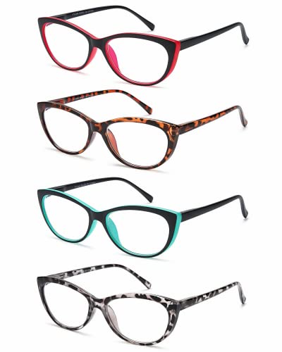 EYEURL 4 Pack Cat Eye Reading Glasses for Women, Blue Light Blocking Readers Lightweight Spring Hinge Anti Eyestrain UV Fashion Eyeglasses +1.50 - Image 2