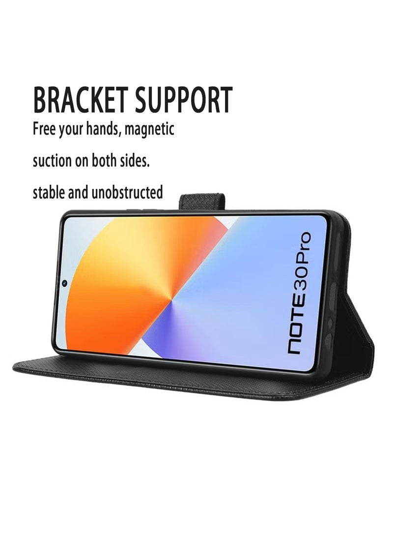 X-level Infinix Note 30 Pro 4G/X678B Phone Case Cover with Full Body Camera Len Protector PU Leather Wallet Card Holder Shockproof Protective Back Cover with Release Hand Phone Holder Daily Video Kickstand  - Image 2