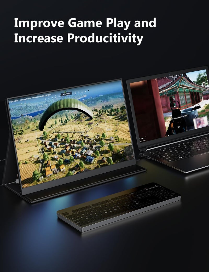 MAGICRAVEN Portable Gaming Monitor, 16.1" 2.5K 144Hz Laptop Screen, Slim Lightweight Dual USB C HDMI Computer Monitor, Gaming Display with Speakers, Travel Monitor for Mac PC Phone PS4/5 Xbox Switch - Image 5