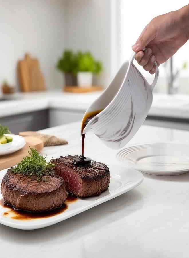 Satu Brown Gravy Boat with Saucer, Large Ceramic Sauce Boat with Tray for Salad Dressings, Creamer, Black Pepper, Gravy Bowl Sauce Pourer Perfect for Kitchen Accessories - Image 2