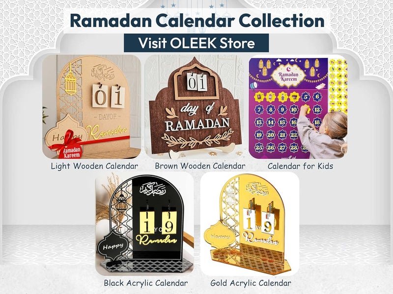 OLEEK Ramadan countdown calendar - Ramadan decorations for home 2025 - Ramadan calendar for kids - Ramadan gifts for kids - Ramadan table decor - Ramadan advent calendar - زينة رمضان كريم ديكور - Image 5