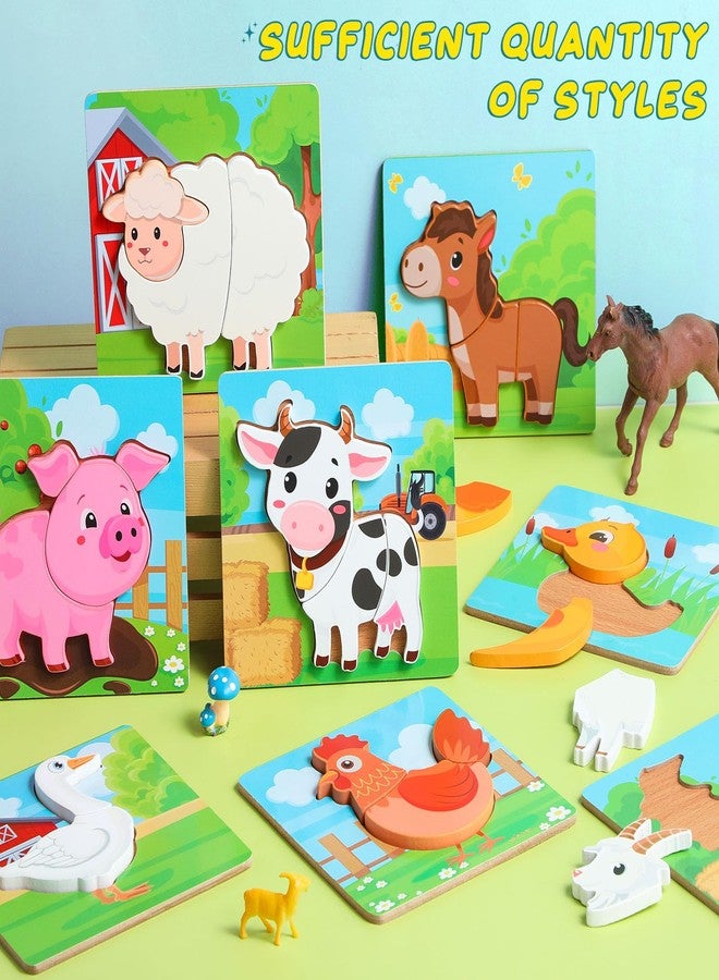 Zomiboo Wooden Puzzles for Toddlers 1-3 Farm Wooden Animal Puzzles for Toddlers 2-4 Boys Girls Kids 8 Pcs Farm Wood Chunky Animals Puzzle Educational Learning Montessori Toy Age 1-3 2-4 Back to School - Image 4