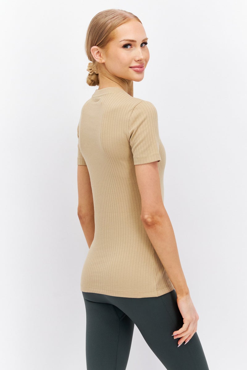 PUMA Women Sportswear Fit Ribbed Short Sleeve Outdoor T-Shirts, Sand Dune  - Image 2