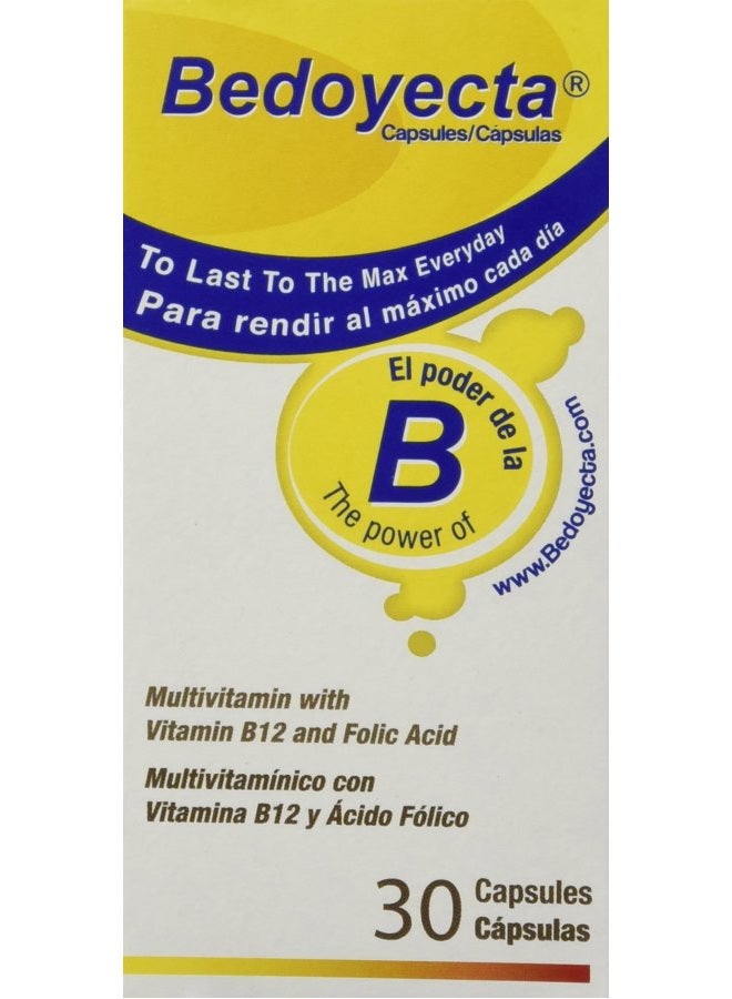 Bedoyecta Multivitamin Contains Iron, Folic Acid, Vitamin C, B1, B2, B9, and B12, 30 Count  - Image 1