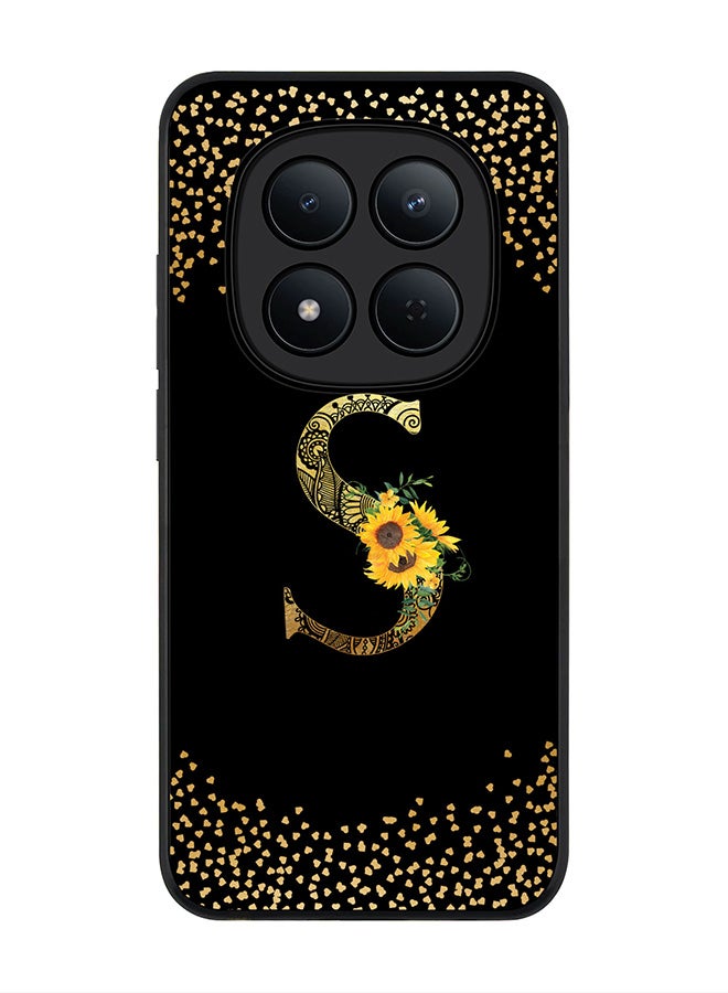 Stylizedd For Xiaomi Redmi Note 15 Pro 5G Case,Slim fit Camera Protection, Shockproof Thin Phone cover  - Custom Floral Monogram - S ( Black ) - Image 1