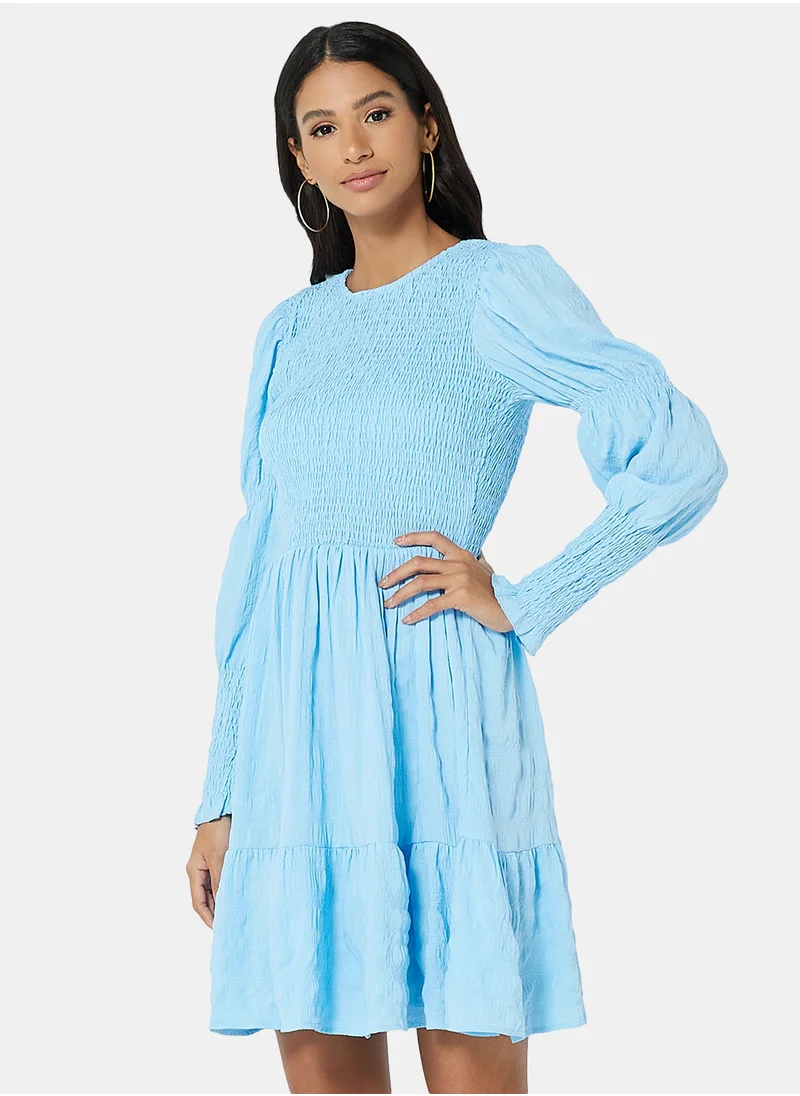 ONLY Long Sleeve Smocked Dress