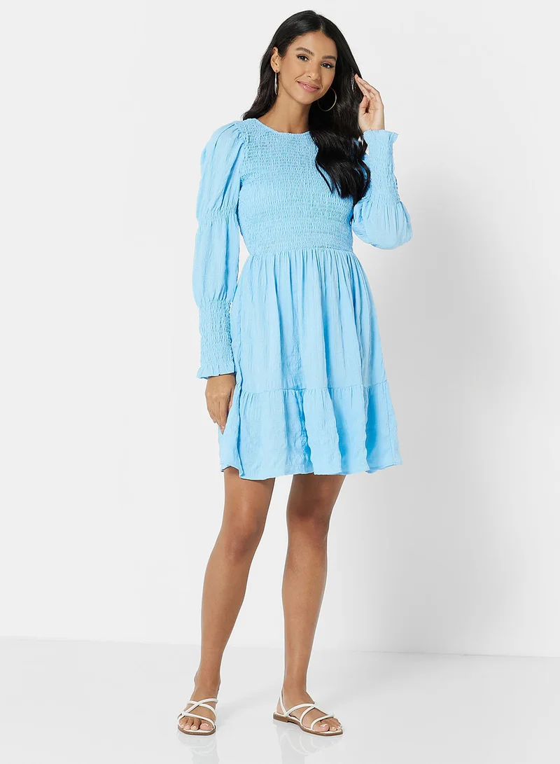 ONLY Long Sleeve Smocked Dress